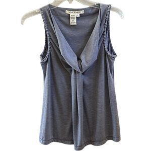 MAX STUDIO WOMEN’S BLUE & WHITE STRIPED SLEEVELESS TOP COWL NECKLINE SMALL